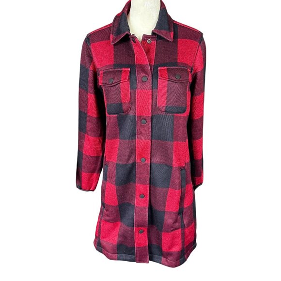 Lands' End red and black buffalo plaid snap front jacket XS 2-4 - Picture 1 of 10
